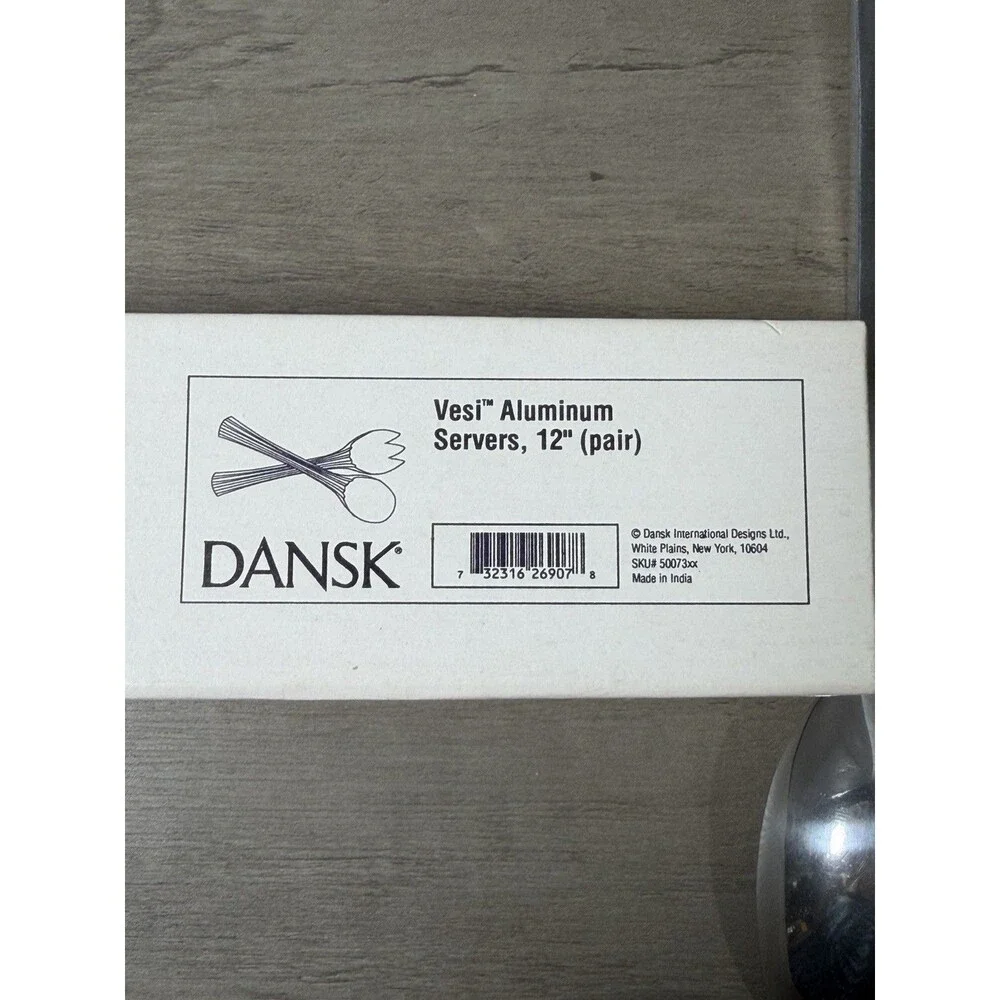 Dansk Vesi Aluminum 12in Serving Set Spoon & Fork, 2pc with box